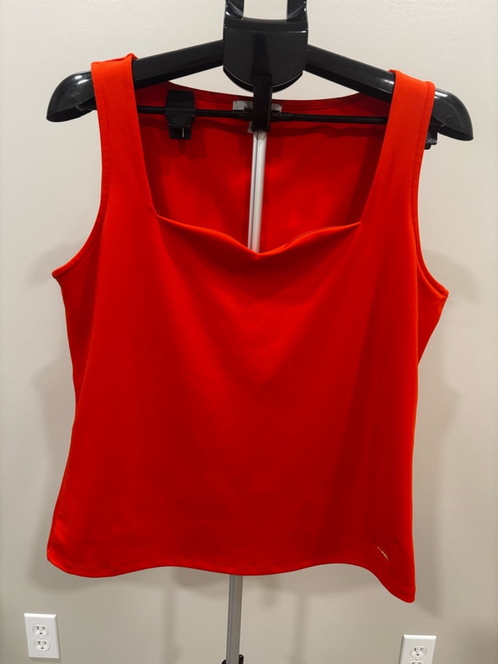 Nine West Vibrant Red/Orange Sleeveless Cowl Neck Tank